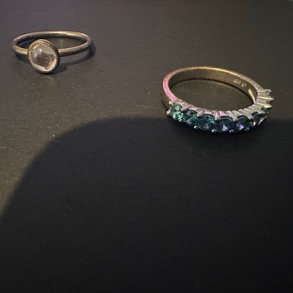 Elegant Silver and Blue Gemstone Ring Set